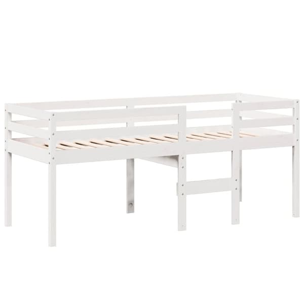 vidaXL højseng med tag 90x200 cm massivt fyrretræ hvid