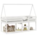 Miniatyrbillede 2 af 11: vidaXL højseng med tag 90x200 cm massivt fyrretræ hvid