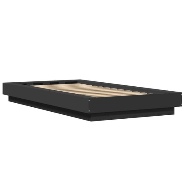 vidaXL Sengeramme med LED-lys svart 90x200 cm konstruert tre