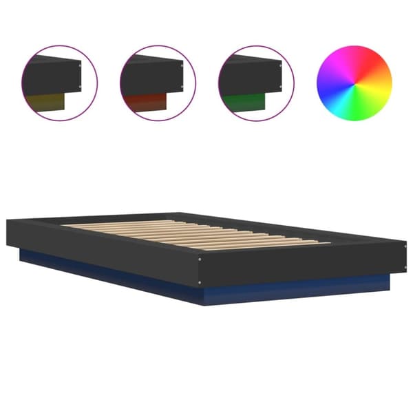 vidaXL Sengeramme med LED-lys svart 90x200 cm konstruert tre