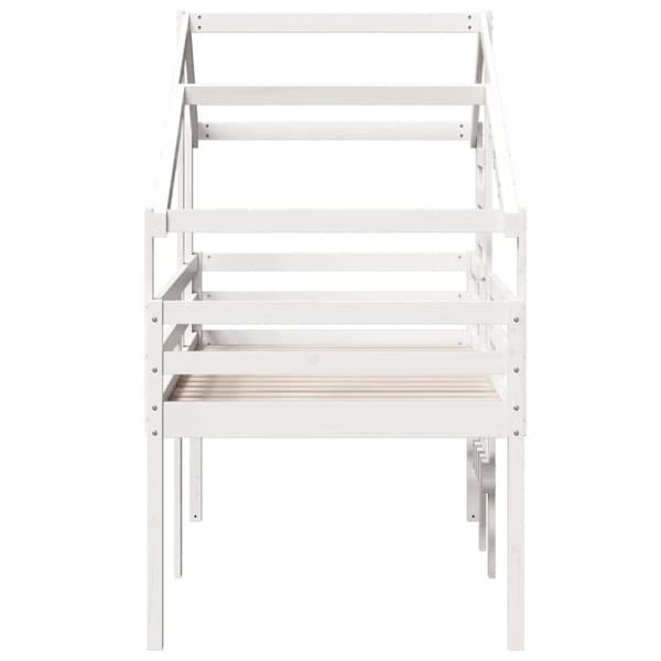 vidaXL Hög säng med tak vit 90x190 cm massiv furu