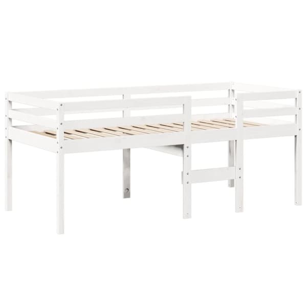 vidaXL Hög säng med tak vit 90x190 cm massiv furu