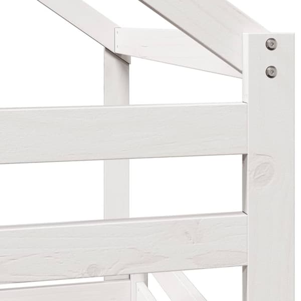 vidaXL Hög säng med tak vit 90x190 cm massiv furu