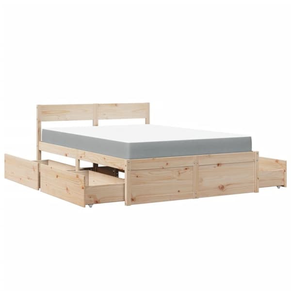 vidaXL Seng med skuffer og madrass 120x200 cm heltre furu