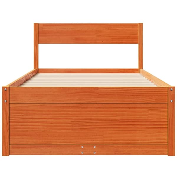 vidaXL Sängram utan madrass vaxad brun 90x190 cm massiv furu