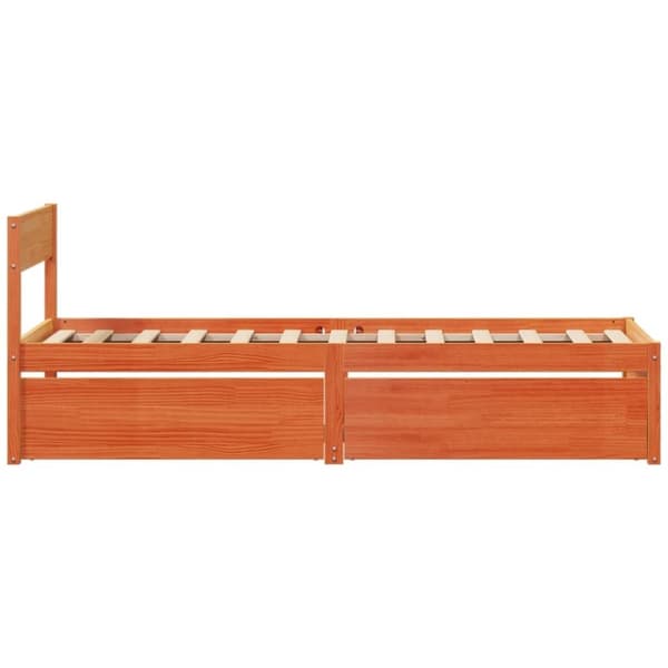 vidaXL Sängram utan madrass vaxad brun 90x190 cm massiv furu