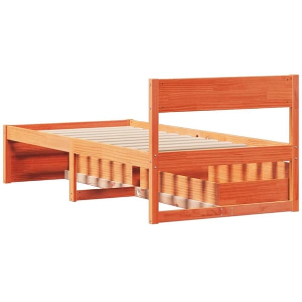 vidaXL Sängram utan madrass vaxad brun 90x190 cm massiv furu