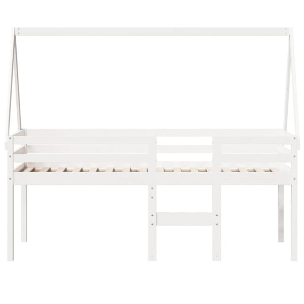 vidaXL høj husseng 75x190 cm massivt fyrretræ hvid