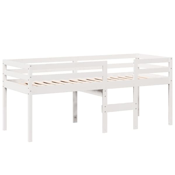 vidaXL høj husseng 75x190 cm massivt fyrretræ hvid
