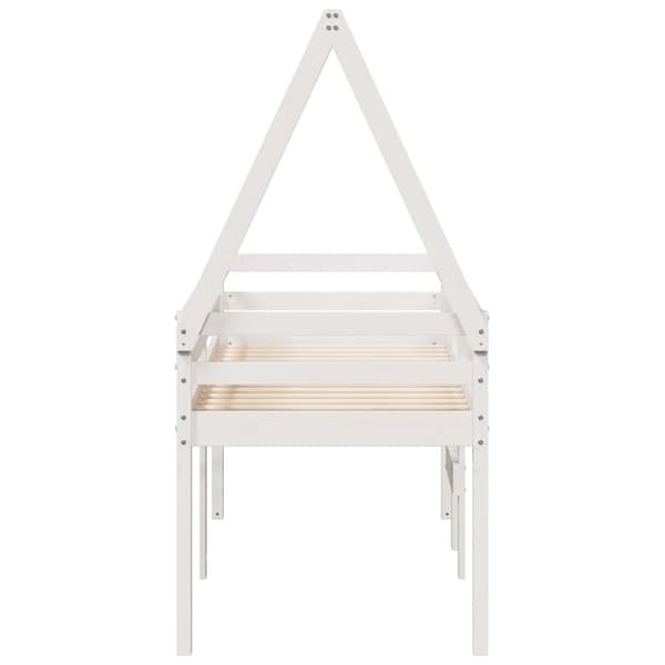 vidaXL høj husseng 75x190 cm massivt fyrretræ hvid