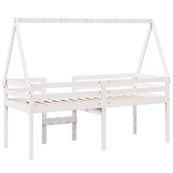 vidaXL høj husseng 75x190 cm massivt fyrretræ hvid