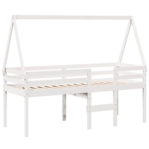vidaXL høj husseng 75x190 cm massivt fyrretræ hvid