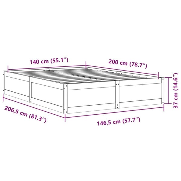 vidaXL sengeramme uden madras 140x200 cm massivt fyrretræ hvid