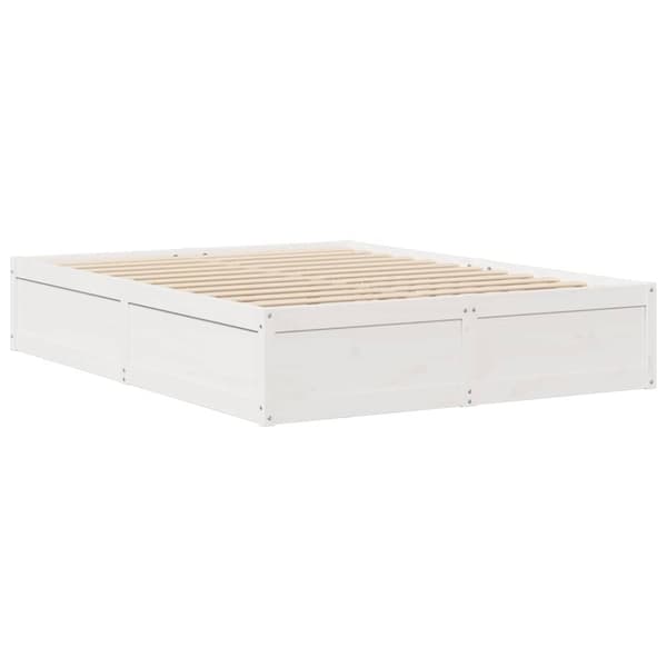 vidaXL sengeramme uden madras 140x200 cm massivt fyrretræ hvid