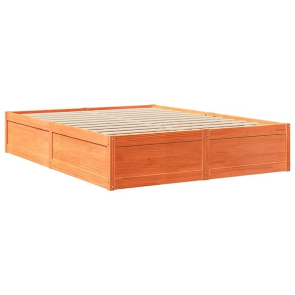 vidaXL Seng med madrass voksbrun 140x200 cm heltre furu