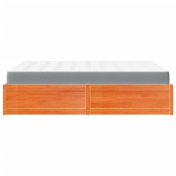 vidaXL Seng med madrass voksbrun 140x200 cm heltre furu