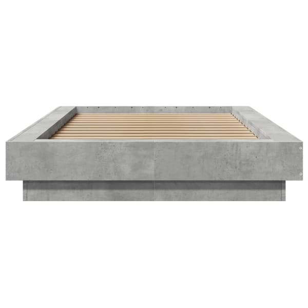 vidaXL Sengeramme med LED-lys betonggrå 75x190 cm konstruert tre