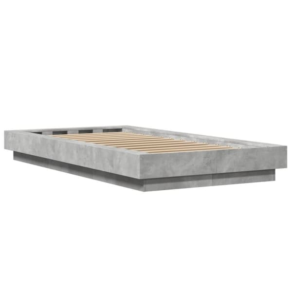 vidaXL Sengeramme med LED-lys betonggrå 75x190 cm konstruert tre