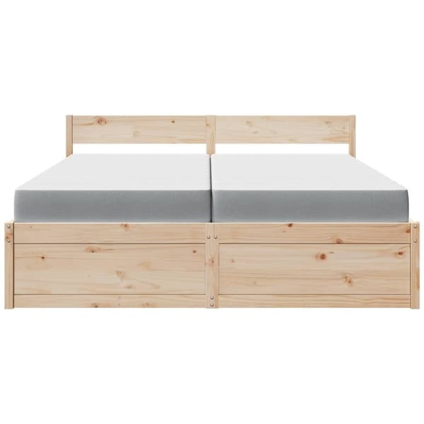 vidaXL Seng med skuffer og madrass 200x200 cm heltre furu