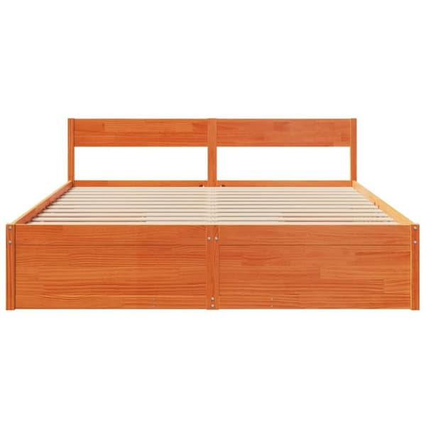 vidaXL Sengeramme uten madrass voksbrun 180x200 cm heltre furu