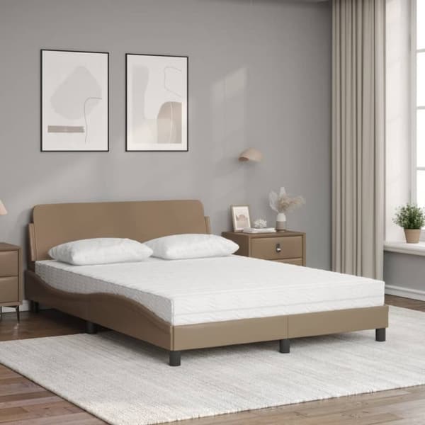 vidaXL seng 120x200 cm kunstlæder cappuccinofarvet