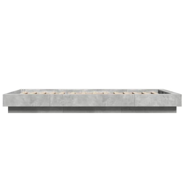vidaXL sengeramme med LED-lys 90x200 cm konstrueret træ betongrå