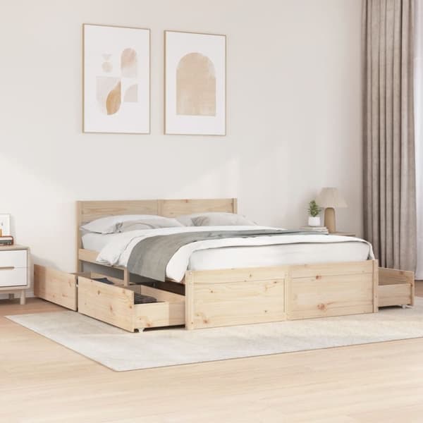vidaXL sengeramme uden madras 140x200 cm massivt fyrretræ