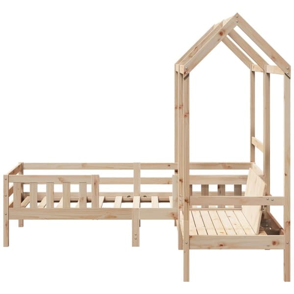 vidaXL Sett med seng og benk med tak 80x200 cm heltre furu