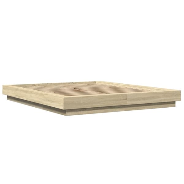 vidaXL Sengeramme med LED-lys sonoma eik 160x200 cm konstruert tre