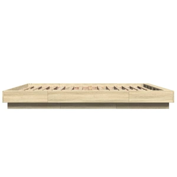 vidaXL Sengeramme med LED-lys sonoma eik 160x200 cm konstruert tre