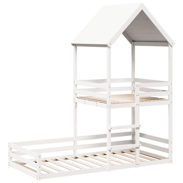 vidaXL Køyeseng med tak hvit 90x190 cm heltre furu