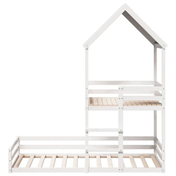 vidaXL Køyeseng med tak hvit 90x190 cm heltre furu