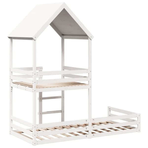 vidaXL Køyeseng med tak hvit 90x190 cm heltre furu