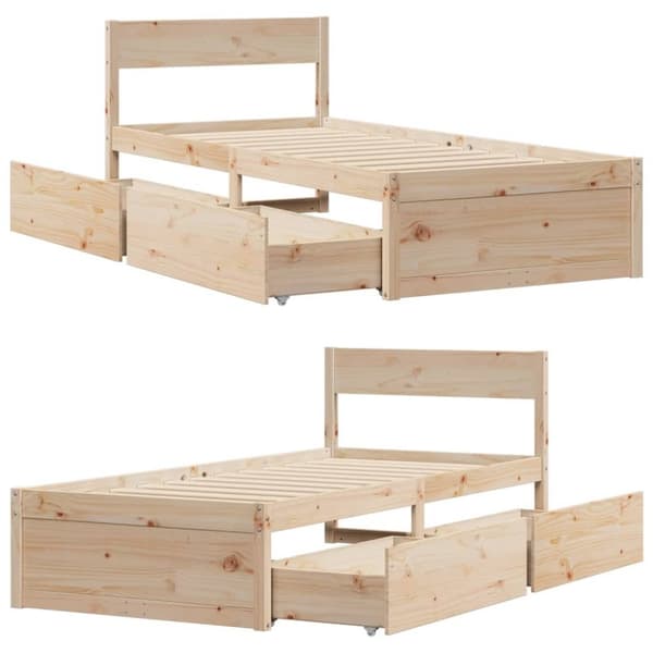 vidaXL Sengeramme uten madrass 100x200 cm heltre furu