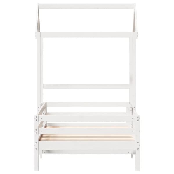 vidaXL Sängram med tak vit 80x200 cm massiv furu