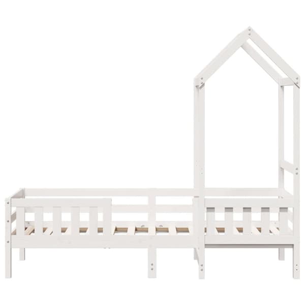 vidaXL Sängram med tak vit 80x200 cm massiv furu