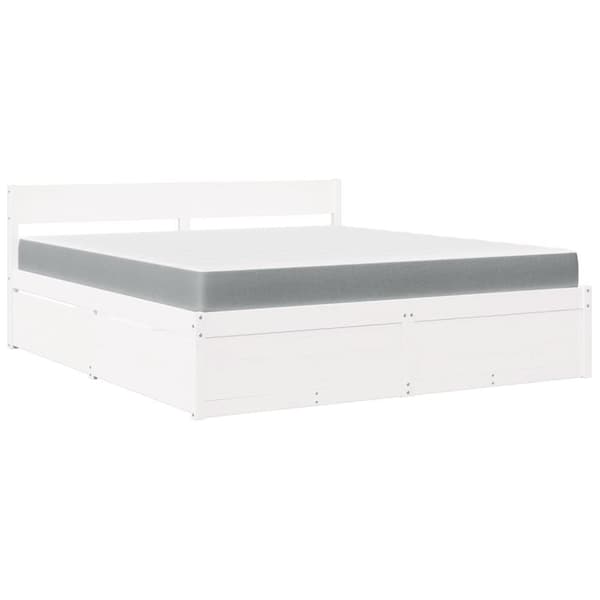 vidaXL seng med skuffer og madras 180x200 cm massivt fyrretræ hvid
