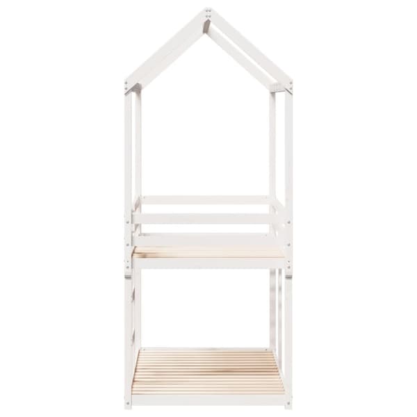 vidaXL Våningssäng med tak vit 90x190 cm massiv furu