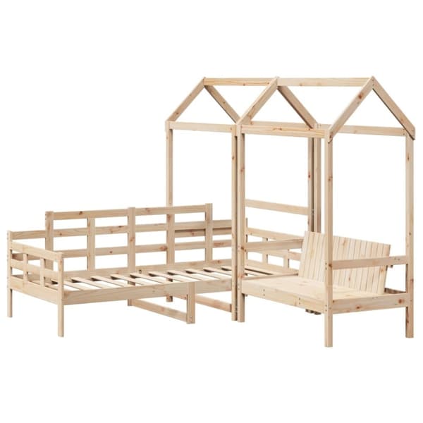 vidaXL Sett med dagseng og benk med tak 80x200 cm heltre furu