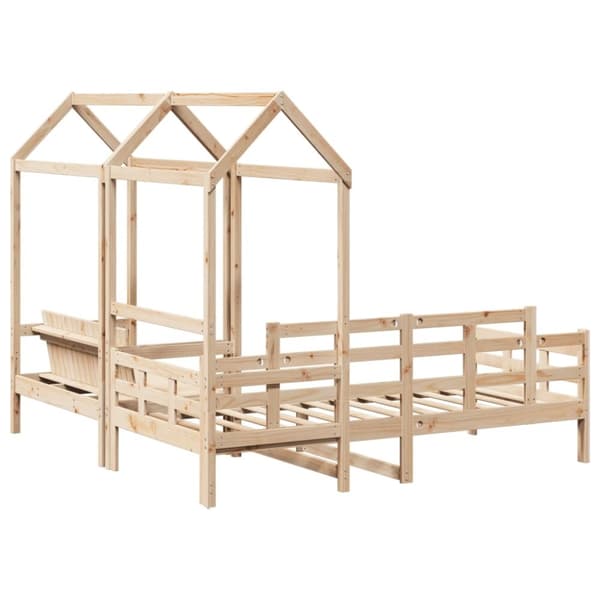 vidaXL Sett med dagseng og benk med tak 80x200 cm heltre furu