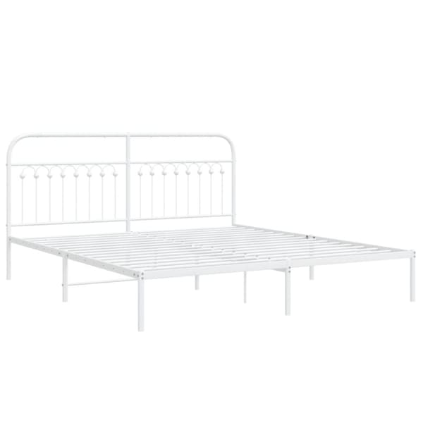 vidaXL Sengeramme i metall med hodegavl hvit 183x213 cm