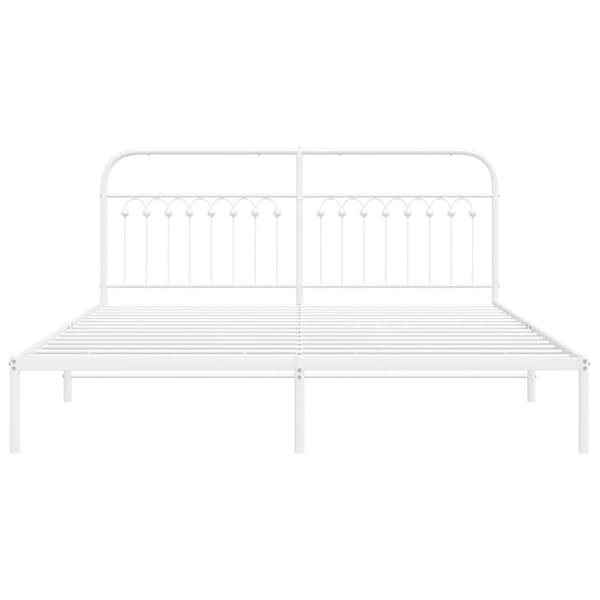 vidaXL Sengeramme i metall med hodegavl hvit 183x213 cm