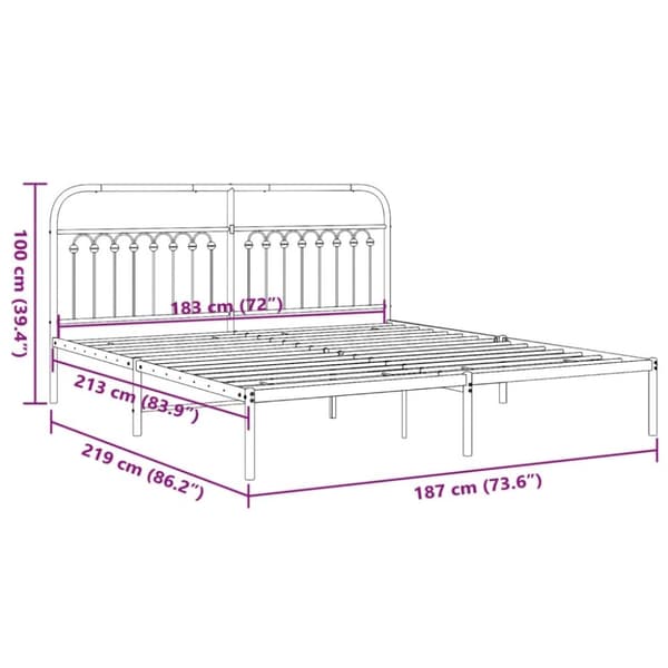 vidaXL Sengeramme i metall med hodegavl hvit 183x213 cm