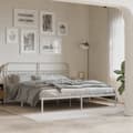 Miniatyrbilde 2 av 9: vidaXL Sengeramme i metall med hodegavl hvit 183x213 cm