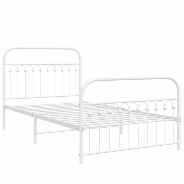 vidaXL Sengeramme i metall med hode- og fotgavl hvit 107x203 cm