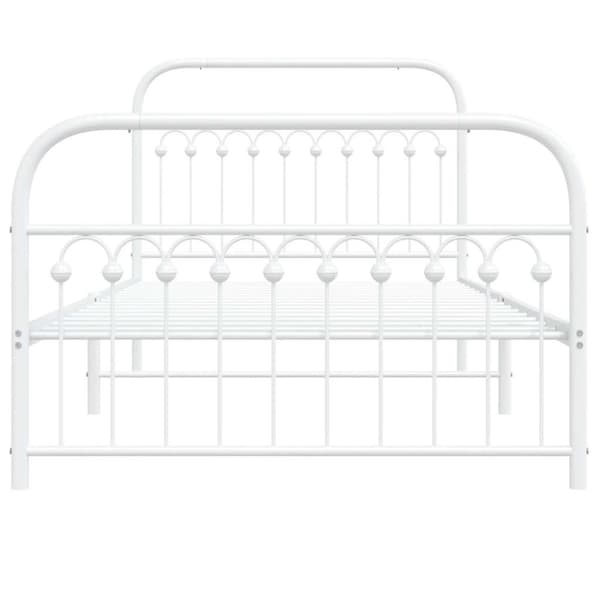 vidaXL Sengeramme i metall med hode- og fotgavl hvit 107x203 cm