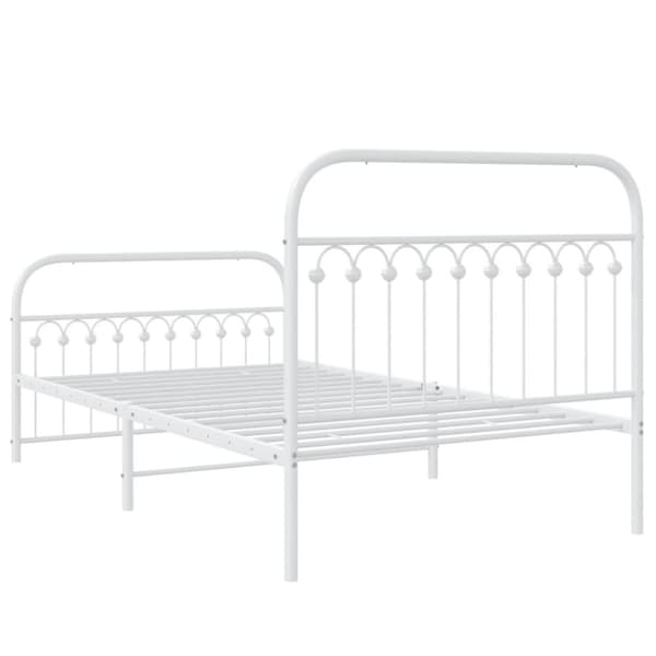 vidaXL Sengeramme i metall med hode- og fotgavl hvit 107x203 cm