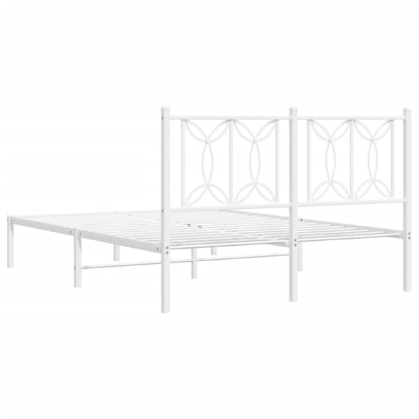 vidaXL Sengeramme i metall med hodegavl hvit 140x200 cm