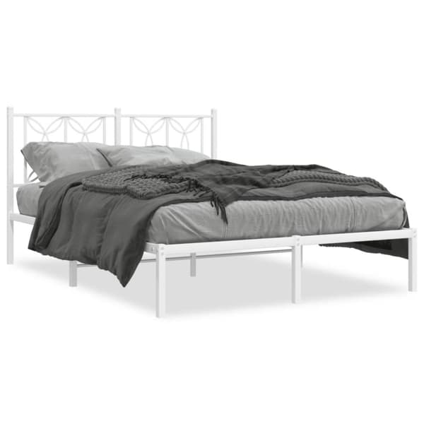 vidaXL Sengeramme i metall med hodegavl hvit 140x200 cm