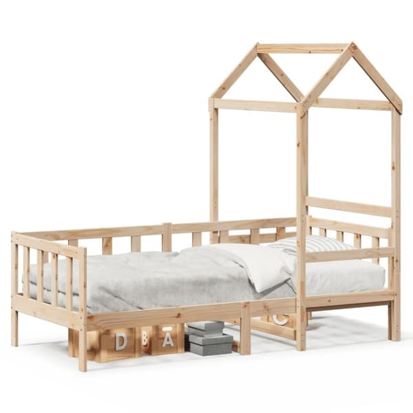vidaXL Dagbädd med tak 80x200 cm massiv furu